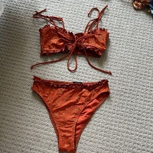 Nasty Gal Rust Floral Bikini
